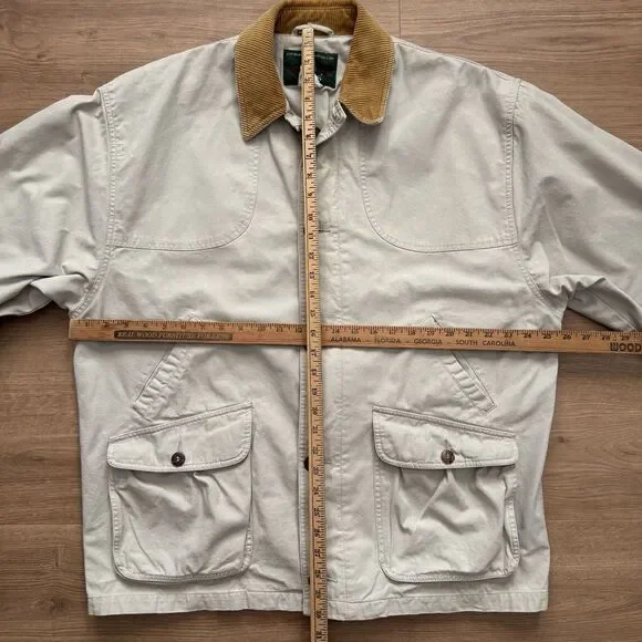 Vintage Orvis Cotton Field Jacket Mens L Tan Corduroy Collar Hunting Coat